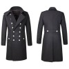 Mens Gothic Overcoat Military Double Breasted Wool Mens Trench Coat 